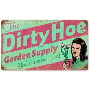 Retro Dirty Hoe Garden Supply Metal Tin Sign Vintage Coffee Wall Coffee Bar Decor 8x12 Inch Tin Sign Wall Decoration