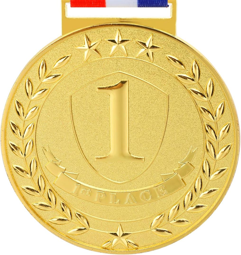 Abaokai 1st, 2nd, 3rd Award Medals - -Winner Medals, Large Metal Award Medals with Smooth Ribbon - Perfect for School Competitions, Party, Students, Olympic Style 3 Inches (Gold Silver Bronze-12 pcs)