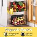 2 Set Magnetic Shelf for Fridge , Fruit Potato & Onion Storage Bins, Pantry Organizers & Storage, Large Container Magnetic Basket for Refrigerator, Kitchen Counter, Cabinet, Magnetic Fridge Organizer, 6.3"D x 13.78"W x 8.66"H