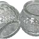 12 PC Mini Glass Candle Holders Ribbed Glass 2" Tall Round