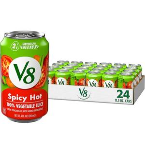 V8 Spicy Hot 100% Vegetable Juice, 11.5 fl oz Can (24 Pack) Best By: March 11, 2026