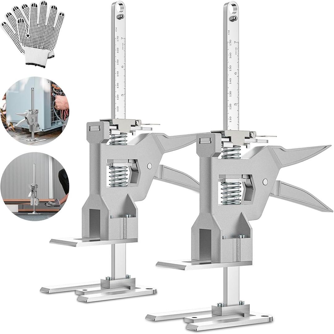 Labor Saving Arm Jack 2 Pack, 440LBS Capacity Furniture Jack with Stainless Steel Construction, 12Inch MultiFunctional Lifting Tool & Height Adjuster for Windows, Doors, Tiles, Appliances