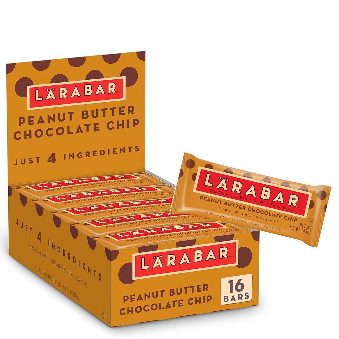 Larabar Peanut Butter Chocolate Chip, Fruit and Nut Bars, Gluten Free and Vegan, 16 Ct, 25.6 oz, BB Date Not Found 