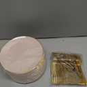 Festiva 200Pcs Pink Gold Cake Plates 6.3" with Forks 5"- Disposable Salad Plates-Pink Dessert Plates-Appetizer Plastic Plates - include 100Plates 100Forks for Party&Wedding&Easter&Mother's Day