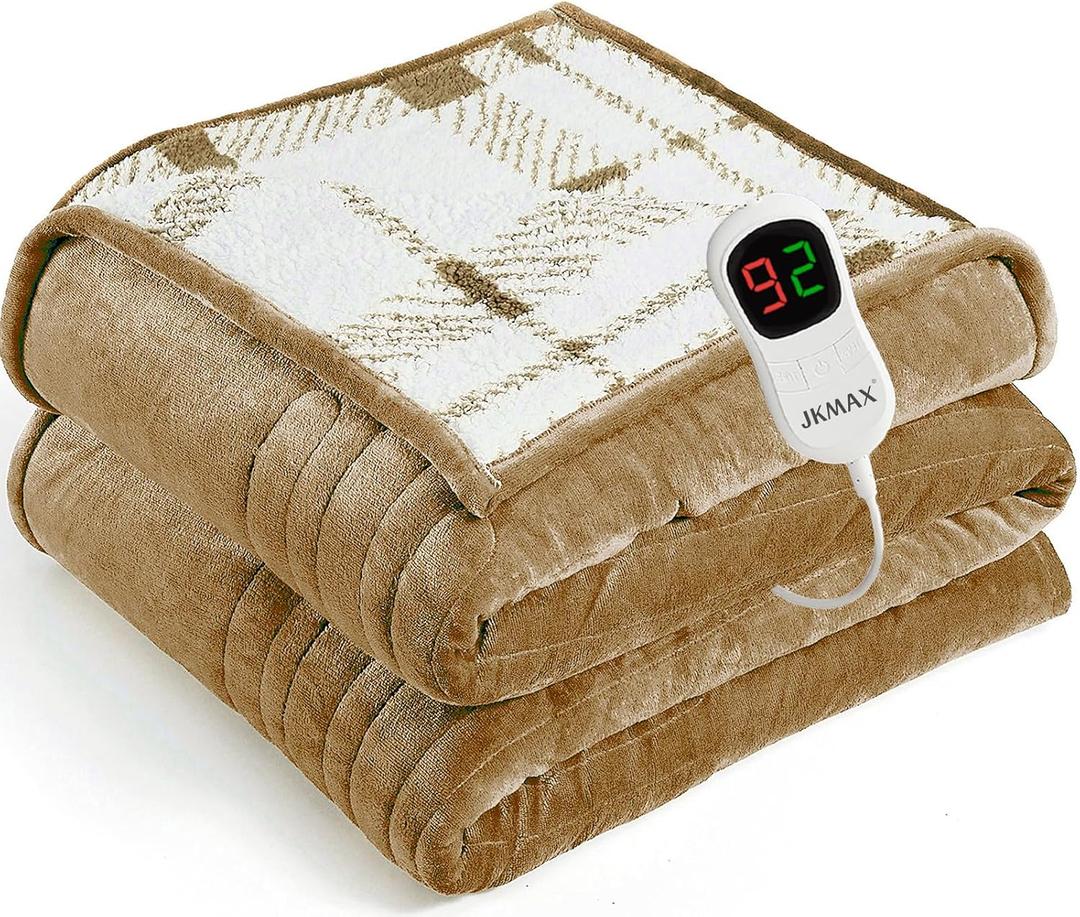 Heated Electric Blanket Full Size - 72"x84" Flannel Heating Blanket with 10 Heating Levels & 5 Time Settings Over-Heat Protection, Winter Warmer for Adults with ETL CertificationIvory (Beige)