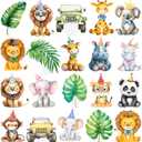 48pcs Jungle Safari Animal Cupcake Toppers Safari Baby Shower Decoration for Jungle Animal Birthday Party Baby Shower Supplies