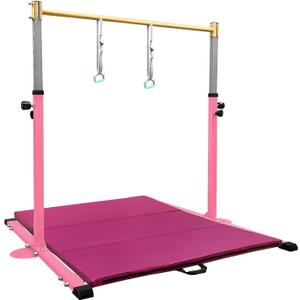 GLANT Gymnastic Kip Bar,Horizontal Bar for Kids Girls Junior,3' to 5' Adjustable Height,Home Gym Equipment,Ideal for Indoor and Home Training,1-4 Levels,300lbs Weight Capacity