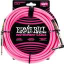 Ernie Ball Braided Instrument Cable, Straight/Angle, 10ft, Neon Pink (P06078)