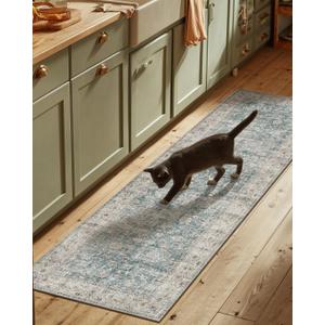 Machine Washable Rug Runners for Hallways: 2'6"x8' Kitchen Rugs Stain Resistant Non Slip Low Pile Soft Boho Carpet Runners for Hallways Bedroom Entryway Indoor Beside Bathroom Farmhouse