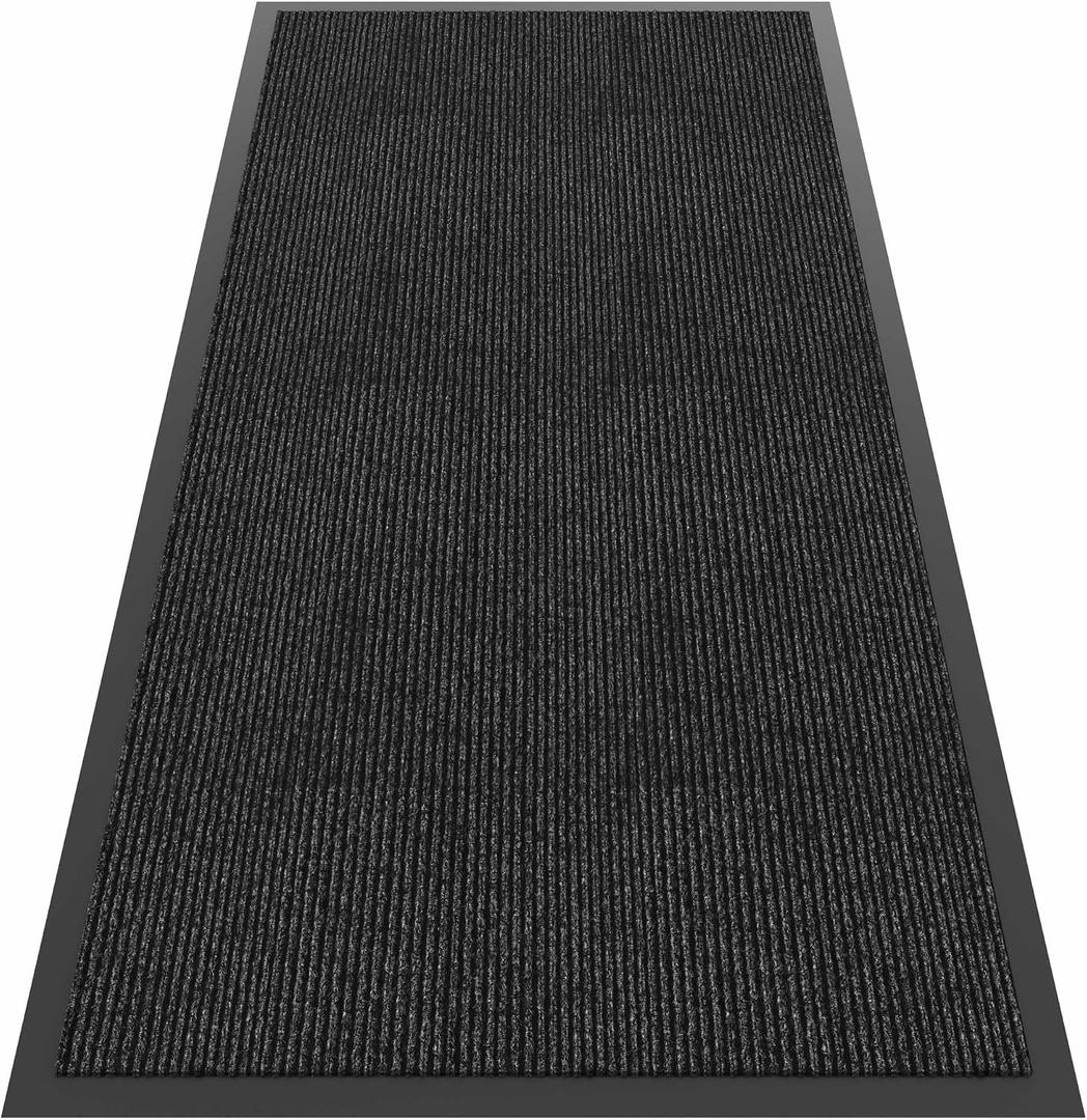 Front Door Mat, 4'x8' Indoor Outdoor Door Mat, Commercial Industrial Entrance Doormat, Heavy Duty Welcome Mat, Rubber Backing Non Slip Doormat for Entryway, Grey
