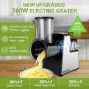 Upgraded 300W Electric Cheese Grater with 7 Stainless Steel Blades, Cheese Shredder Electric for Slicing, Shredding & Grinding Vegetables, Fruits and Nuts,Easy One-Touch Control