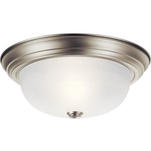 Kichler 2-Light Flush Mount Ceiling Lighting in Brushed Nickle with Alabaster Glass for Bedroom, Living Room, Kitchen and Hallway, (13.25" Dia x 5.25" H) 30 Watts, 8109NI