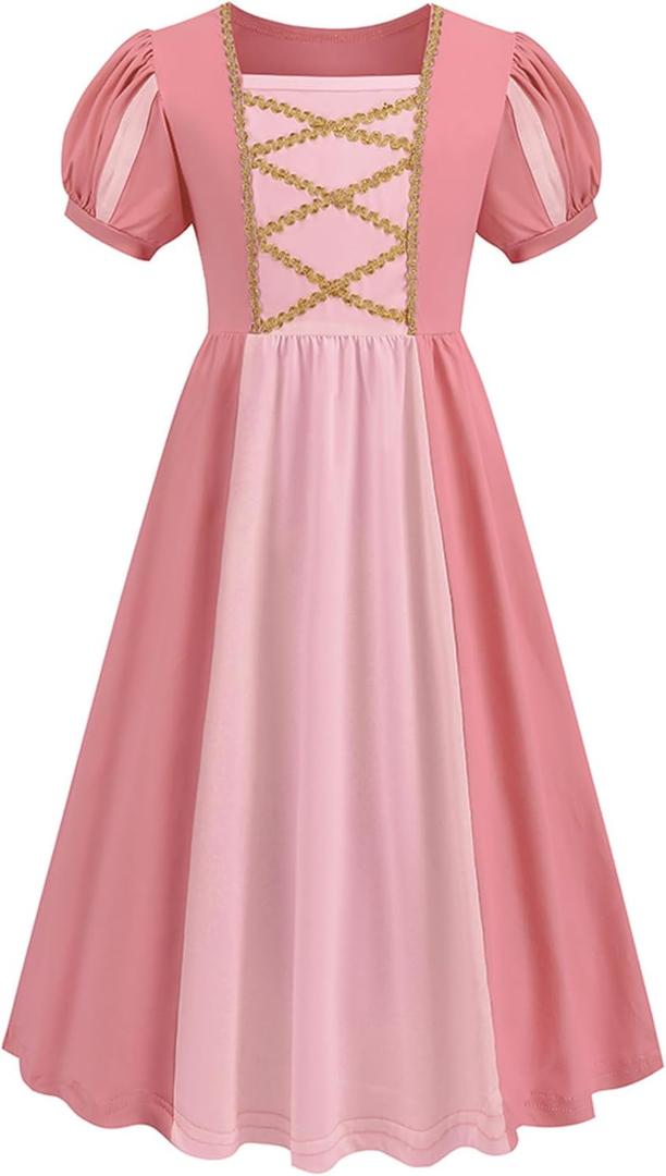 Girls Princess Dress Costume Halloween Cosplay Outfits Birthday Party Dress Up Clothes, Size 7-8T