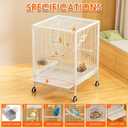Bird Cage Large Birdcages Flight Cage for Parakeet with Wheels | Spacious bird cage with full view design and flight cage interior for parakeet and small birds with complete accessory set