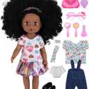GAGAKU Black Doll for Girls, 14" Black Baby Dolls Set for Toddlers Kids 2 3 4 5 6 Years Old, Black Girl Baby Doll with Natural Hair, Including Doll Clothes Accessories