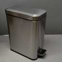 Homie Soft Close, Slim Trash Can 1.6 Gallon with Anti - Bag Slip Liner and Lid, Use as Mini Garbage Basket, Slim Dust Bin, or Decor in Bathroom, Restroom, Kitchen, or Bedroom (Brushed Stainless Steel)