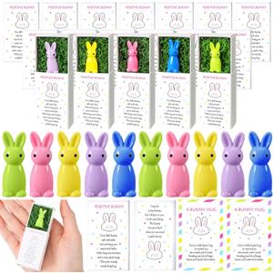 Amyhill 60 Sets Easter Pocket Hug Gifts Bulk for Coworkers Emotional Positive Support Bunny Pocket Hug with Inspirational Card Box Thank You Gift for Staff Team Office Employee Teacher Appreciation