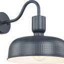 Darkaway Gooseneck Outdoor Light Fixture, Industrial Barn Wall Sconce Farmhouse Exterior Wall Mount Lighting with Hammered Dome Metal Shade for House Garage Porch Entry Hallway (12.2inch,1pcs, Blue)
