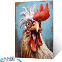 Tucocoo Farm Animal Paint by Bumbers for Adults Framhouse Chicken DIY Paint by Numbers Acrylic Paint Canvas Kitchen Decor Funny Rooster Painting Kits Framhouse Art 16x20 Inch DIY Frame