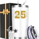 Lifecapido Graduation Gifts, Class of 2025 20oz Tumbler with Keychain, High School College Masters Degree PhD Graduation Gifts for Friends Classmates Graduates, White