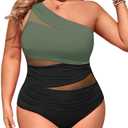Aqua Eve Plus Size One Piece Swimsuit for Women Tummy Control Bathing Suits One Shoulder Swimwear 18W