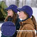 Winter Hat with Ponytail Hole for Women, Pony Tail Hat Waterproof Cap, Stylish Ponytail Winter Hats, Warm, Modern for Outdoor (Medium-Large, Navy Blue)