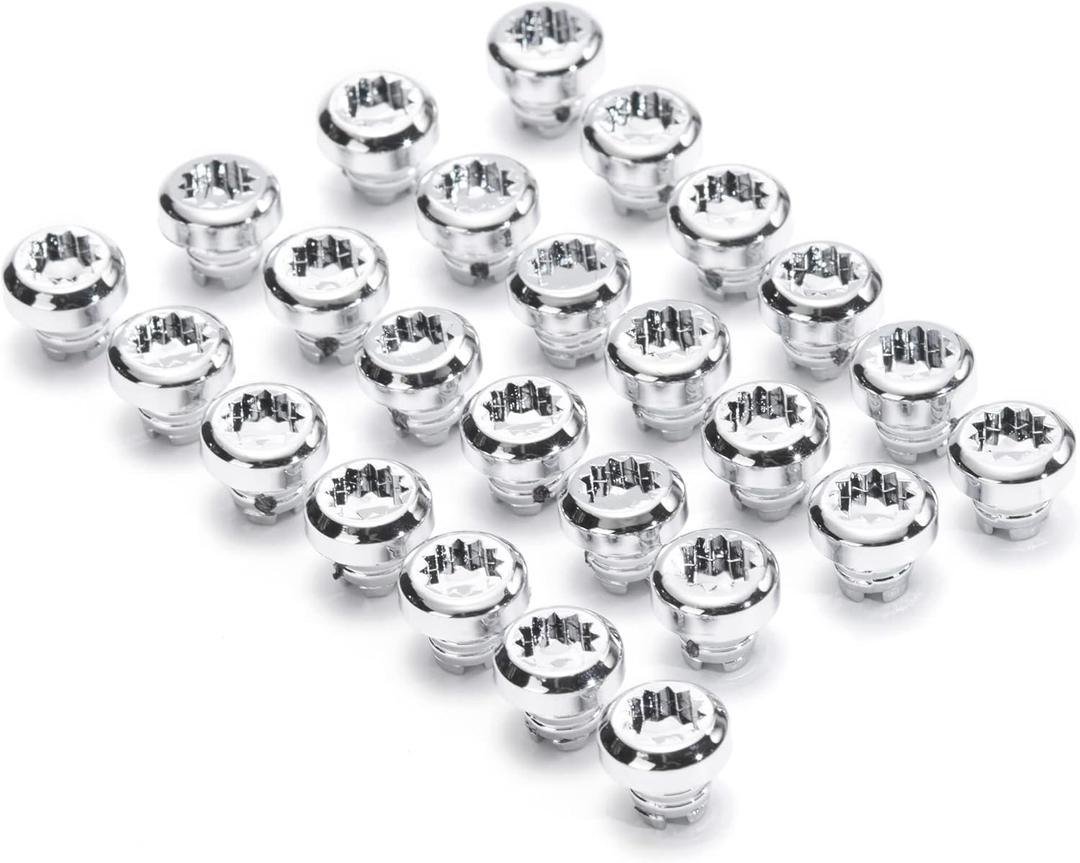 RTRHINOTUNING 50PCS Wheel Rim Lip Rivets Nuts of 7.5mm/0.3in Hole Replacement Plastic Chrome Silver Rivets