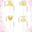 ElevateTech 50th Anniversary Centerpiece Sticks 48 Pcs Double Sided Gold Glitter 50th Wedding Anniversary Centerpieces for Tables Flower Table Toppers for Cheers to 50 Years Wedding Party Decorations