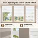 HESTIA Cordless Light Filtering Zebra Blinds, White, 22" W x 54" H