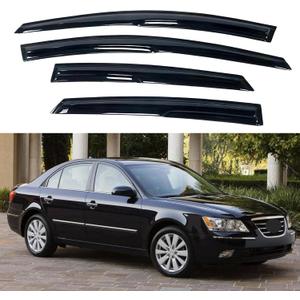 IG Window Visor for Hyundai Sonata 2005-2010 (Old Body Style), Rain Guard Tape-On Extra Durable Sun Wind Side Vent Window Deflector Mugen Style, 2005 2006 2007 2008 2009 2010