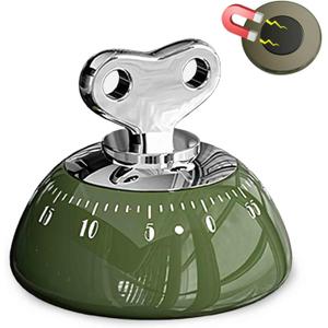 60-Minute Mechanical Timer with Loud Alarm & Strong Magnetic Back, Visual Countdown Clock for Cooking, Study, Fitness, and Classroom Use (Green)