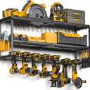 Power Tool Organizer for Tool Storage, Drill Holder Wall Mount with Charging Station, Tool Holder and Storage Rack for Garage Organization, Heavy Duty Metal Tool Shelf with Battery Holder (3 shelves 7 slots)