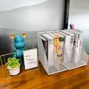 2 Set Desk Organizers, Metal Desk Magazine File Holder and 1 Pen Holder, 2 Compartments Mesh File Holder, Mesh Desktop Organizer and Storage (white)