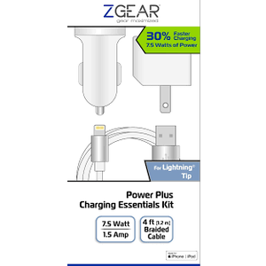 ZGear Power Plus Charging Essentials 3 Pc Kit 7.5Watt 4Ft