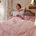 Bedsure Twin Comforter Set Pink for Women - Bed in a Bag Twin Size 5 Pieces, GentleSoft Pintuck Bed Set Gift for Family, Pinch Pleat Pink Comforter with Sheets, Pillowcase & Sham