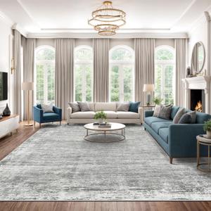 zesthome 10x12 Area Rugs - Large Modern Abstract Washable Rug, Low Pile Living Room Rug, Soft Anti-Skid Indoor Rugs, Non-Shedding Carpets for Bedroom Dining Living Farmhouse Nursery Home Office (Grey)