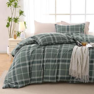 MUXHOMO Duvet Cover King Size Floral Duvet Cover Set with Zipper Closure, Red Plaid Bedding Set, 3 Pieces, 1 Duvet Cover 90"x104" with 4 Corner Ties and 2 Pillowcases 20"x36" (04 - Grey Plaid (No Comforter))