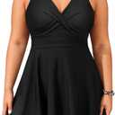 Aqua Eve Plus Size Two Piece Swimsuits for Women Tankini Bathing Suits Flowy Swim Dress with Shorts (Black-1). 20W