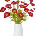 White Artificial Poppy Flowers in Vase, 6PCS Faux Silk Flowers for Vase with Stems for Home Table Centerpieces Wedding Indoor Decor Kitchen Farmhouse