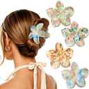 2 x 4 PCS Flower Hair Clips for Women Medium Floral Claw Clips