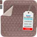 Sures Waterproof Chair Pads for Incontinence (22" x 21") - Washable, Waterproof Seat Protector - Chair Protector Seat Cover - Absorbent Pad for Bed, Seat, Car, Wheelchair & Recliner (Brown, 2 Pack)