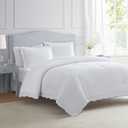 Martha Stewart - King Comforter Set, Crisp & Smooth Bedding with a Cotton Percale Lightweight Feel, Reversible 3 Piece Bed Set with Matching Pillowcases (Simple Scallop Blue)