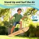 BELEEV Skateboard Swing for Kids & Adults, 31 Inch Stand Up Tree Swing with Adjustable Wooden Handles & Ropes, Grip Tape Deck, 2 Tree Straps, Balance Training, Up to 200 lbs, Ages 6+ (Classic Wood)