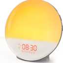 Dekala Grey Sunrise Alarm Clock for Heavy Sleepers, Wake Up Light with Sunrise/Sunset Simulation, Dual Alarms, FM Radio, 7 Colors Night Light, Ideal Gift