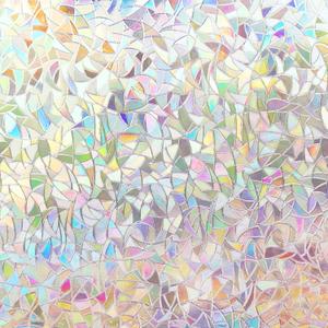 Volcanics Privacy Film Static Clings Vinyl 3D Decals Stickers Rainbow Film for Glass Door Heat Control Anti UV 35.4 x 78.7 Inches (Multicolor)