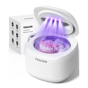 Ultrasonic Retainer Cleaner Machine, 49kHz Dental Cleaning Pod for Night Guards, Mouth Guards, Aligner, Braces, Toothbrush, Jewelry, Dentures, Ultrasonic Cleaner for Oral Dental Care, 220ML, White
