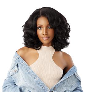 Sensationnel Curls Kinksandco Kinkyedges Wig - Kinky Volume Curl 14 Inch Y Part Lace Natural Kinkytexture Edged Hairline for Natural 3C to 4C Hair Textures (BALAYAGECHOCOLATE)