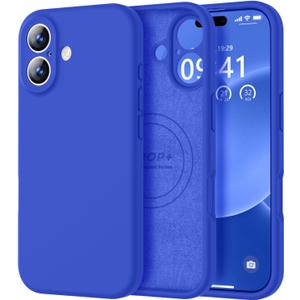Vooii Magnetic for iPhone 17 Case, Compatible with Magsafe (Premium Liquid Silicone) (Integrated Camera Control Button) Full Body Protective Anti-Scratch Microfiber Lining 6.3", Klein Blue