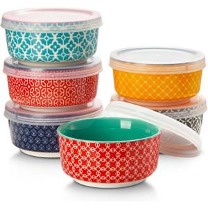 DOWAN Dipping Bowls with Lids, Ceramic Condiment Sauce Cups, 4 oz Dipping Sauce Bowls/Dishes for Charcuterie, Condiment, Tomato Sauce, Soy, BBQ and other Party Supplies, Kitchen Decor, Set of 6 (Vibrant Colors)