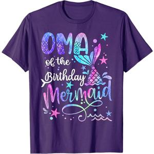 Oma Of The Birthday Mermaid Matching Family Mother's Day T-Shirt M